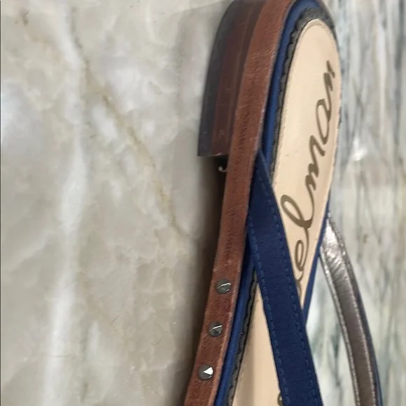 Sam Edelman navy satin flip flop black embellishment  with Bow Detail size 8 - Picture 4 of 5